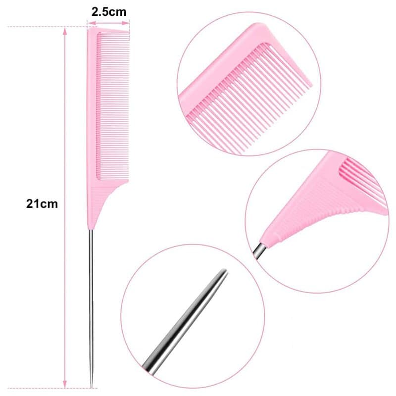 Professional Rat Tail Styling Comb with Steel Pin