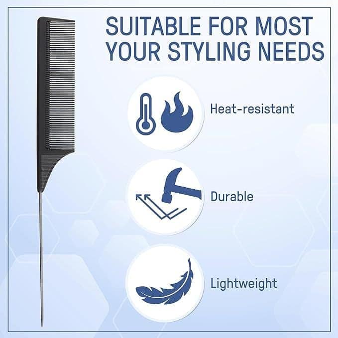 Professional Rat Tail Styling Comb with Steel Pin