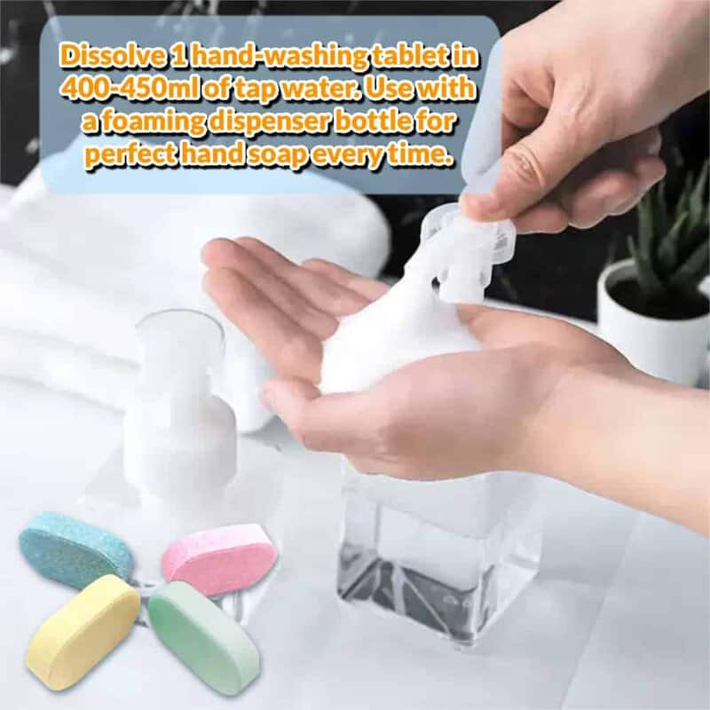 Effervescent Foaming Handwash Tablets (400-500ml Water/Piece)